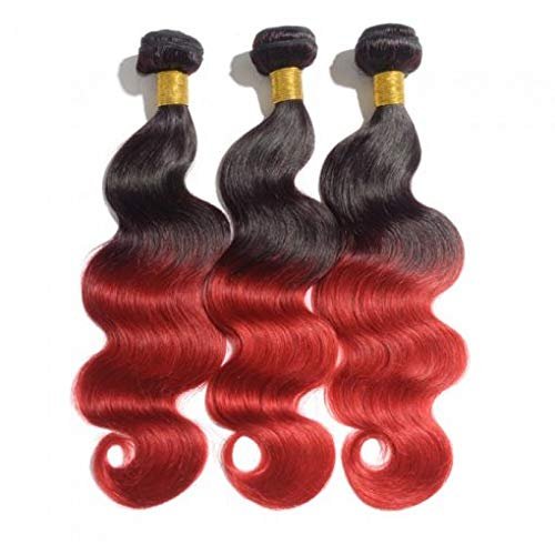 16-26 Inch Ombre Body Wavy Ombre Hair #1B/Red. Ombre Makes It Fun To Be Double-Minded! This Two-Toned Body Wave Red Hot HairIs A Must Wear! (18" Ombre Body Wave)