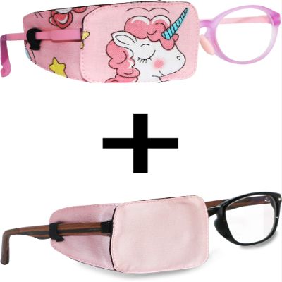 Astropic Girls Eye Patches Right Eye Set (Pink Hair Unicorn & English Rose Pink)