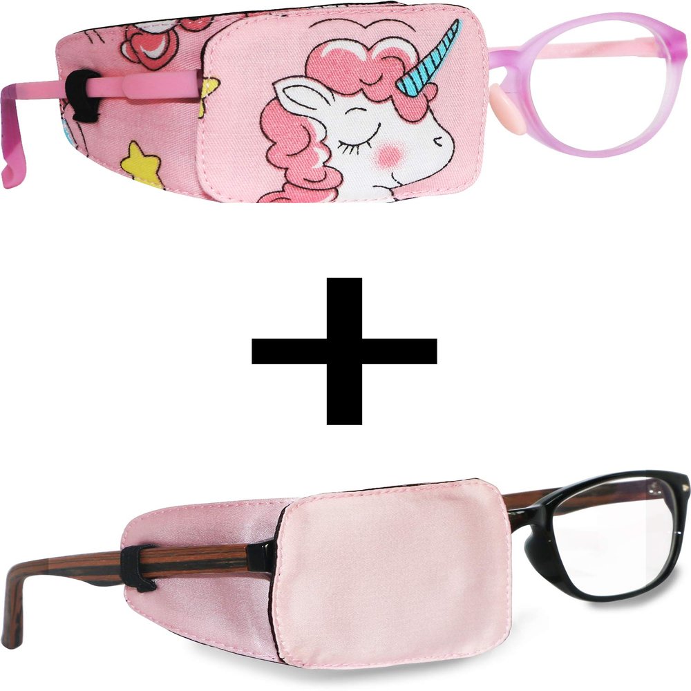 Astropic Girls Eye Patches Right Eye Set (Pink Hair Unicorn & English Rose Pink)