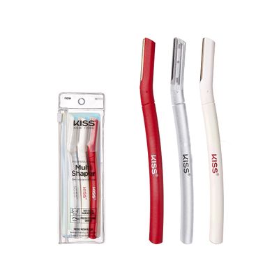 Kiss New York Eyebrow Razor Trimmer Facial Hair Shaper Remover, Multipurpose Exfoliating Dermaplaning Dermaplane Shaving Tools for Men & Women 3 Count