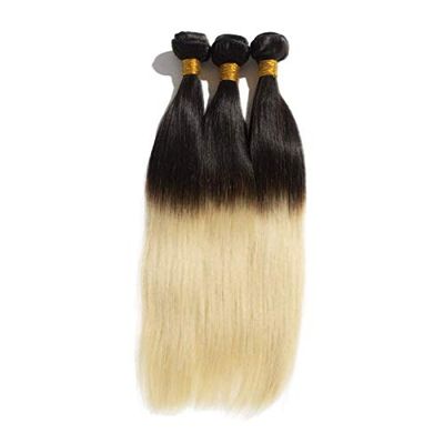 16-26 Inch Straight Ombre Hair #1B/613 Blonde. Ombre Makes It Fun To Be Double-Minded! This Two-Toned Silky Straight Blonde Hair Is HotAnd A Must Wear! (16" Ombre Straight)