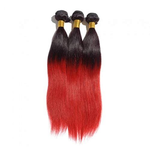 16-26 Inch Ombre Straight Hair RED #1B/Red. Ombre Makes It Fun To Be Double-Minded! This Two-Toned Silky Straight Red Hot HairIs A Must Wear! (18" Ombre Straight)