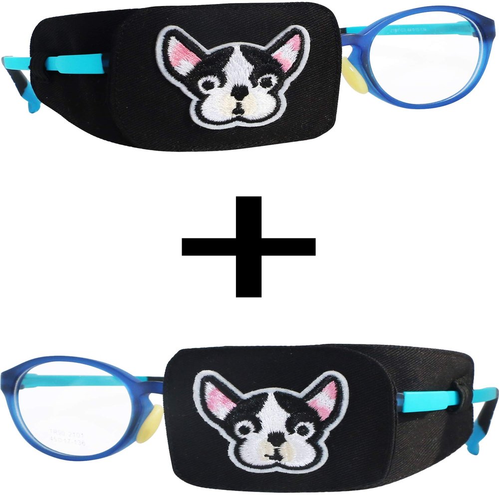 Astropic Cotton & Silk Eye Patches for Kids Right Eye & Left Eye Set (Bulldog)