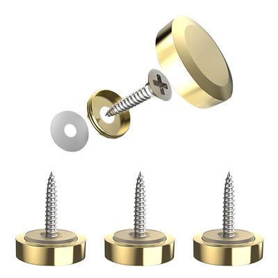 Aopin Mirror Screw Cap, Decorative Screws Cover Fasteners for Sign/Advertising Hardware Nails/Construction, Polished Shiny Gold, Round Bevel Edge, 22mm, 4Pcs