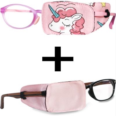 Astropic Girls Eye Patches Left Eye Set (Pink Hair Unicorn & English Rose Pink)