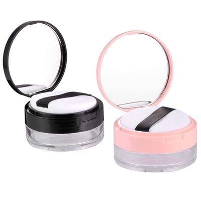 Lurrose Travel Makeup Case Make Up Loose Powder Container Case With Sponge Powder Puff Mirror, 2pc Makeup Powder Foundation Box Storage Container for Women Body Powder Puff