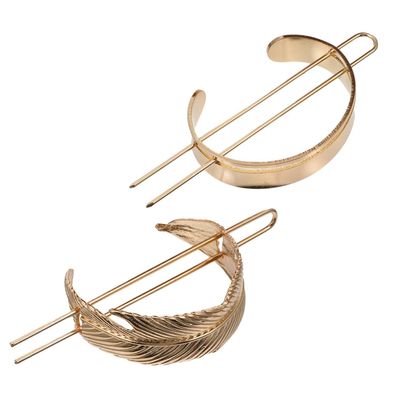 2Pcs Gold Hair Cuff Set - Vintage Bun Pins & Hair Sticks for Women & Girls