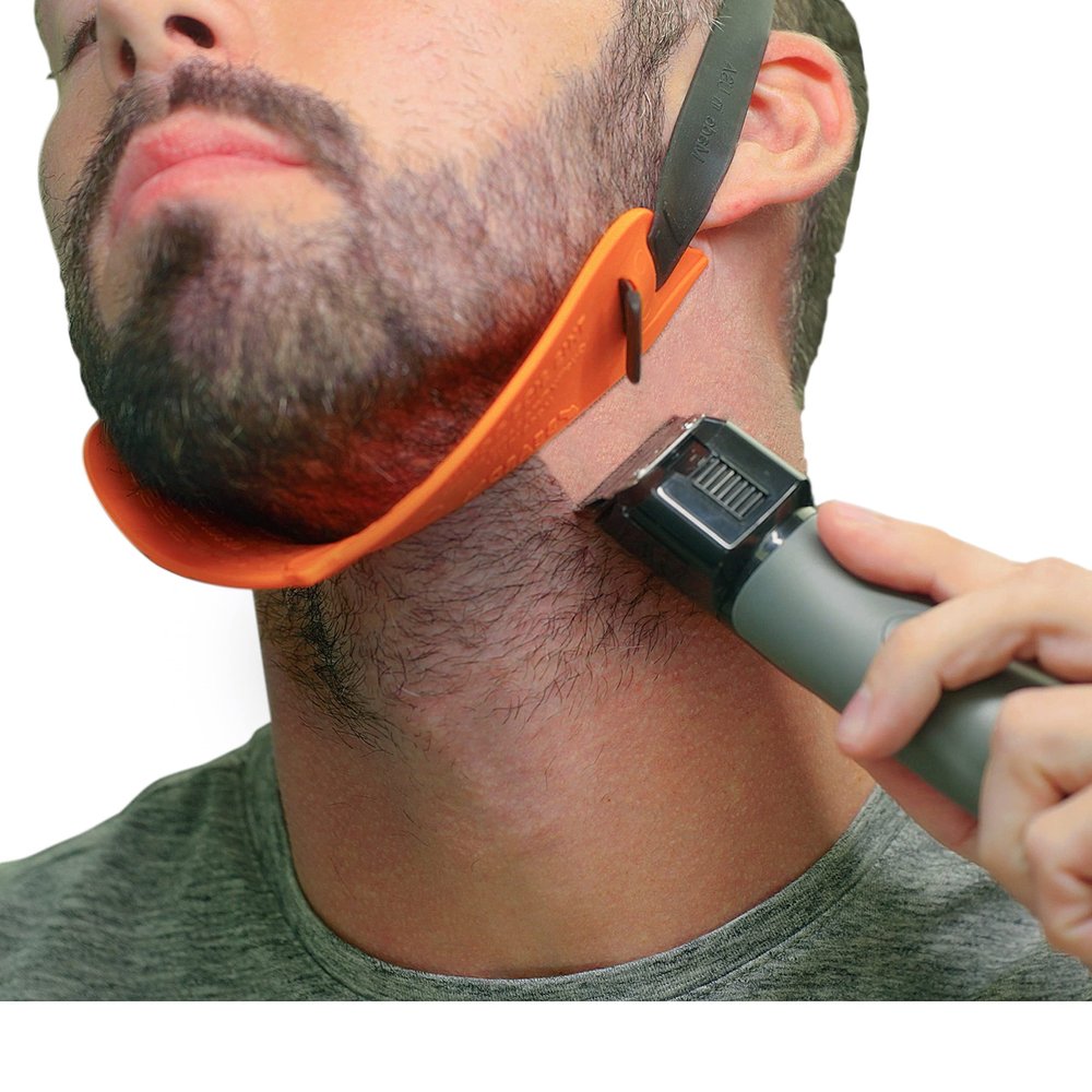 Quality Time Beard Neckline Shaper Guide; Hands-Free, Durable, Adjustable, Original Beard Template, Do-it-yourself Neck Haircut Tool, Beard Lineup Shaping Guard/Stencil, Made in USA, Patented.