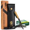 The Cambridge Cutthroat Cut Throat Razor Kit with Blades & Travel Pouch - Black & Gold Stainless Steel Professional Barber Shaver Men - Straight Edge Moustache & Beard Shaper view 1