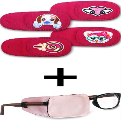 Astropic 5 Pcs Girls Right Eye Patches Set (4pcs Pink & English Rose Pink)