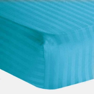 100% Egyptian Cotton 1000 Thread-Count Happy Hand Massage (3-Piece) Massage Table Spa Sheet Set Fit up to 5-7" Inch Deep Table Fitted Color (Turquoise Stripe)