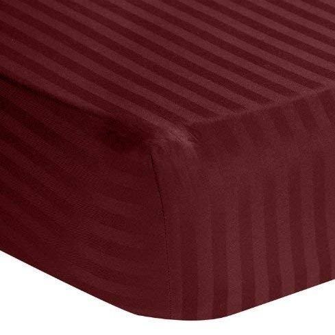 100% Egyptian Cotton 1000 Thread-Count Happy Hand Massage (3-Piece) Massage Table Spa Sheet Set Fit up to 5-7" Inch Deep Table Fitted Color (Burgundy Stripe)