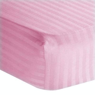 100% Egyptian Cotton 1000 Thread-Count Happy Hand Massage (3-Piece) Massage Table Spa Sheet Set Fit up to 5-7" Inch Deep Table Fitted Color (Baby Pink Stripe)