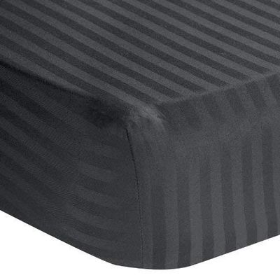 100% Egyptian Cotton 1000 Thread-Count Happy Hand Massage (3-Piece) Massage Table Spa Sheet Set Fit up to 5-7" Inch Deep Table Fitted Color (Elephant Grey Stripe)