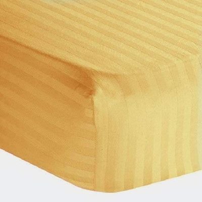 100% Egyptian Cotton 1000 Thread-Count Happy Hand Massage (3-Piece) Massage Table Spa Sheet Set Fit up to 5-7" Inch Deep Table Fitted Color (Gold Stripe)