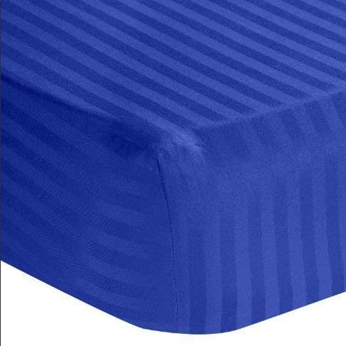 100% Egyptian Cotton 1000 Thread-Count Happy Hand Massage (3-Piece) Massage Table Spa Sheet Set Fit up to 5-7" Inch Deep Table Fitted Color (Royal Blue Stripe)