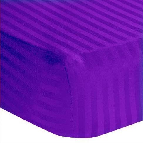 100% Egyptian Cotton 1000 Thread-Count Happy Hand Massage (3-Piece) Massage Table Spa Sheet Set Fit up to 5-7" Inch Deep Table Fitted Color (Purple Stripe)