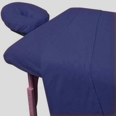 100% Egyptian Cotton 1000 Thread-Count Happy Hand Massage (3-Piece) Massage Table Spa Sheet Set Fit up to 5-7" Inch Deep Table Fitted Color (Navy Blue Solid)