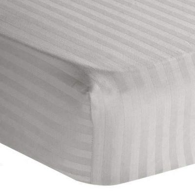 100% Egyptian Cotton 1000 Thread-Count Happy Hand Massage (3-Piece) Massage Table Spa Sheet Set Fit up to 5-7" Inch Deep Table Fitted Color (Silver Grey Stripe)