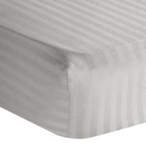 100% Egyptian Cotton 1000 Thread-Count Happy Hand Massage (3-Piece) Massage Table Spa Sheet Set Fit up to 5-7" Inch Deep Table Fitted Color (Silver Grey Stripe)