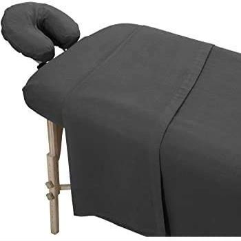 100% Egyptian Cotton 1000 Thread-Count Happy Hand Massage (3-Piece) Massage Table Spa Sheet Set Fit up to 5-7" Inch Deep Table Fitted Color (Elephant Grey Solid)