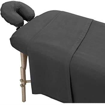 100% Egyptian Cotton 1000 Thread-Count Happy Hand Massage (3-Piece) Massage Table Spa Sheet Set Fit up to 5-7" Inch Deep Table Fitted Color (Elephant Grey Solid)