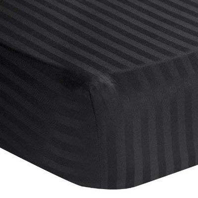 100% Egyptian Cotton 1000 Thread-Count Happy Hand Massage (3-Piece) Massage Table Spa Sheet Set Fit up to 5-7" Inch Deep Table Fitted Color (Black Stripe)