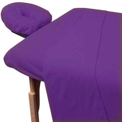 100% Egyptian Cotton 1000 Thread-Count Happy Hand Massage (3-Piece) Massage Table Spa Sheet Set Fit up to 5-7" Inch Deep Table Fitted Color (Purple Solid)