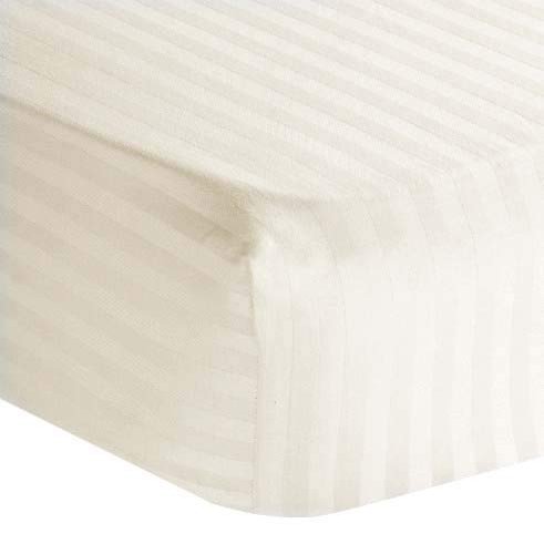100% Egyptian Cotton 1000 Thread-Count Happy Hand Massage (3-Piece) Massage Table Spa Sheet Set Fit up to 5-7" Inch Deep Table Fitted Color (Ivory Stripe)