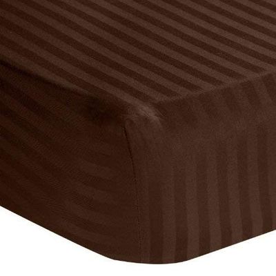 100% Egyptian Cotton 1000 Thread-Count Happy Hand Massage (3-Piece) Massage Table Spa Sheet Set Fit up to 5-7" Inch Deep Table Fitted Color (Chocolate Stripe)