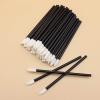 50Pcs Portable Disposable Lip Brush Lipstick Gloss Applicator Wands Stick Makeup Tool for Travelling Black view 2