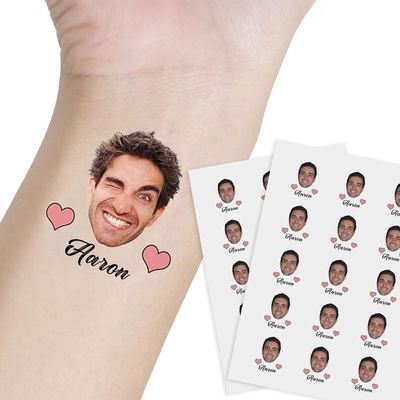 Personalized Temporary Tattoo Custom Name Boy Face Custom Tatto Paper 1 Set of 15 Pieces Birthday Bachelor Wedding Tattoos