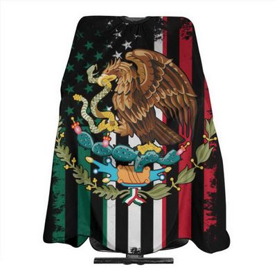 CebDs Mexico Distressed Flag Barber Cape, Professional Waterproof Hairdresser Cape, Anti-Static, Shampoo-Proof, Barber Accessories, Salon Hair Apron, Adult-55''X66''