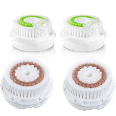 CONVELIFE Replacement Facial Cleansing Brush Heads, for Acne Prone, Clogged and Enlarged Pores Skins (4Pack/Green+Brown)