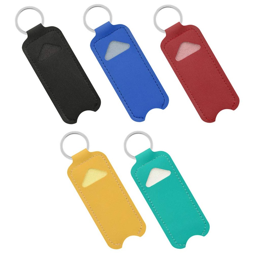 5pcs PU Leather Keychain Lipstick Holder Travel Bottle Keychain Holders Pouch Lip Balm