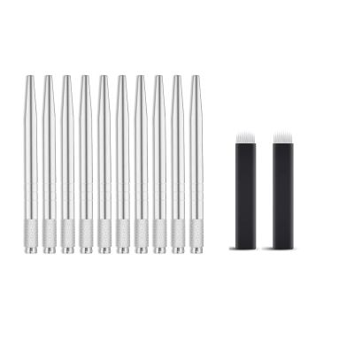 50Pcs 0.18mm 16 U Microblading Needles bundle and 10Pcs Microblading Manual pen