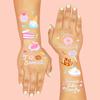 xo, Fetti Donut Temporary Tattoos - 50 Iridescent Styles | Sweet One Birthday Decorations, Two Sweet Cupcake Party, Sassy Six, Fourever Dessert Supplies, Cotton Candy Favors view 4