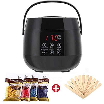 Waxing Kit Wax Warmer Hair Removal with Hard Wax Beans. Multiple Formulas Target Different Type of Hair, Eyebrow, Facial, Armpit, Bikini, Brazilian,for Women and 20 Applicators for Home (Black)