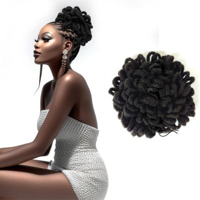 Liliyab DreadLocks Chignons Afro High Puff Drawstring Ponytail Hair Bun Hairpieces Faux Locs Chignons Clip In Pony Tail for Black Women (8", 1#)