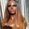 13x6 HD Lace Front Wig Ombre Highlight 1B/27 Colored Human Hair Straight Natural Hairline Brazilian Virgin Human Hair Wigs With Baby Hair Glueless Pre Plucked 150% Density For Black Women 22 Inch view 4