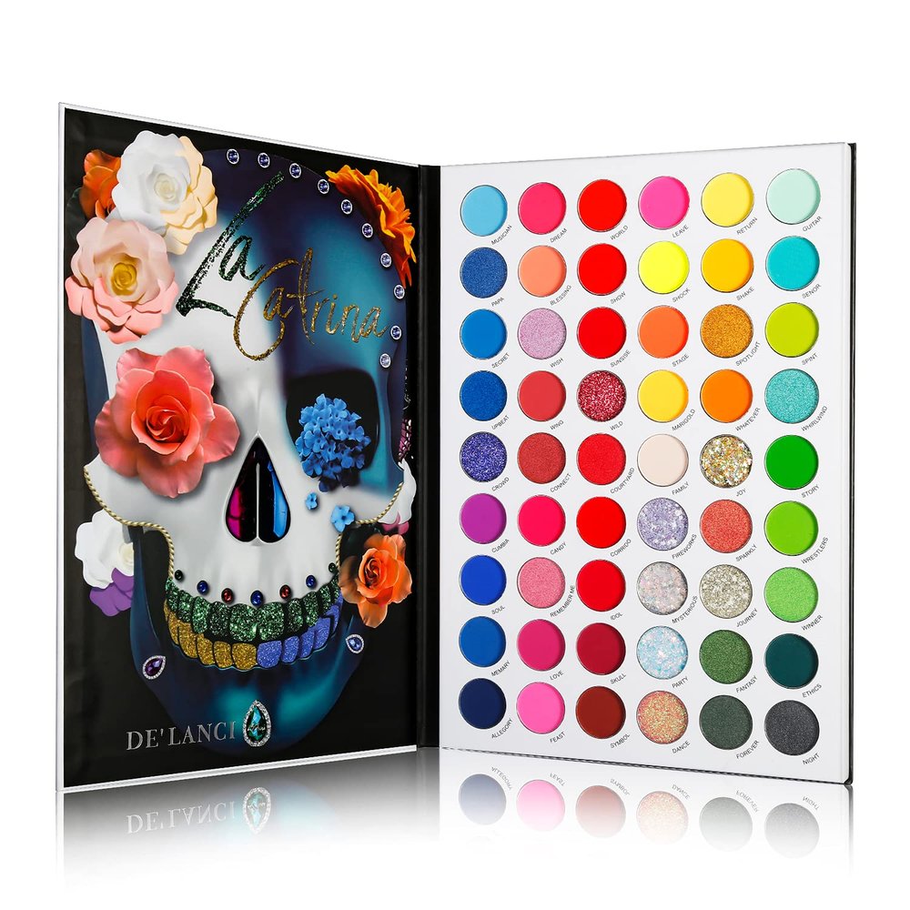 BEUSELF Neon Eyeshadow Palette, Highly Pigmented 54 Color Matte Shimmer Glitter Blacklight Makeup Pallet Glow In the Dark, Long Lasting Waterproof Rainbow Uv Colorful Eye Shadow for Rave,Party,Cosplay