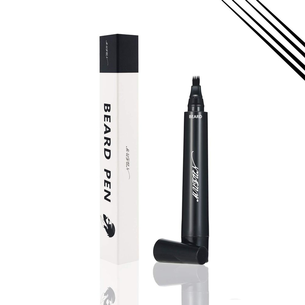 Beard Pencil Filler for Men - Sweat Proof, Water Resistance, Long Lasting & Natural Finish barber Pencil, Mustache Repair Shape (BLACK)