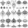 EGMBGM 15 Sheets Sexy Black Lotus Temporary Tattoos For Women Wedding Brides, Tribal Fake Jewelry Pendant Lace Moon Moth Flowers Temp Tattoos Temporary Sticker For Girls Arm Neck Hands Tatoos Jewels view 1