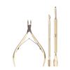 2/3Pcs/Set Stainless Steel Nail Art Cutter Scissor 2 Ways Cuticle Clipper Pusher Dead Skin Remover Kit Manicure Pedicure Tools Sanding Kit Cuticle Pusher Nipper Scissor (3pcs gold) view 1