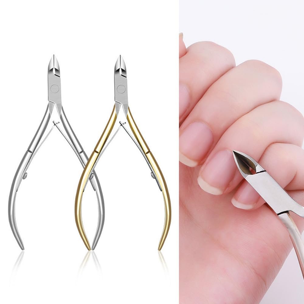 2Pcs/Set Stainless Steel Nail Art Cutter Scissor Cuticle Clipper Pusher Dead Skin Remover Kit Manicure Pedicure Tools Sanding Kit Cuticle Pusher Nipper Scissor