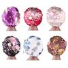 6 Pieces Large Printed Satin Bonnet Sleeping Caps Soft Elastic Wide Band for Women Hair Loss, Natural Curly Hair Braids (Printed 6pack) view 1