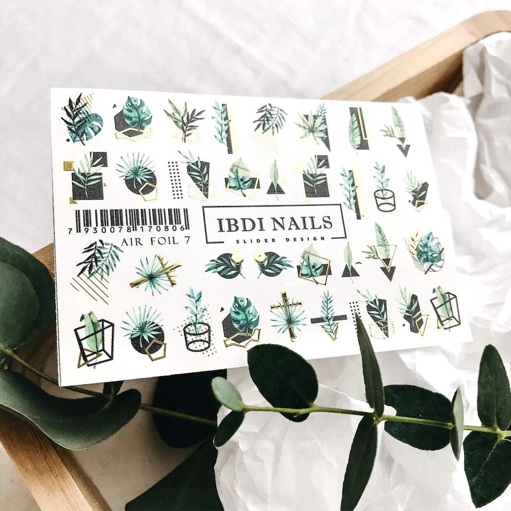IBDI Leaf and Feather Nail Decals / Sliders for Manicure or Pedicure, Decal for Nails, Slider for Manicures and Pedicures, Nail Art
