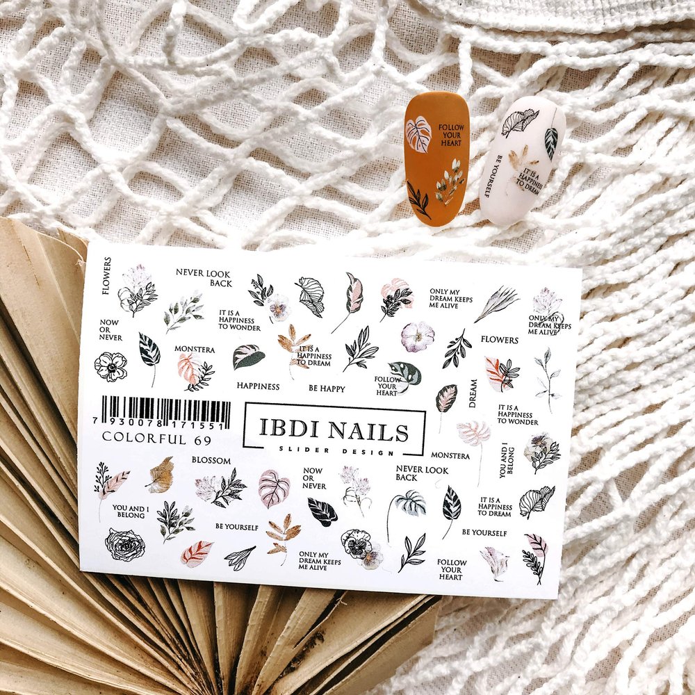 IBDI Leaf and Flower Nail Decals / Sliders for Manicure or Pedicure, Decal for Nails, Slider for Manicures and Pedicures, Nail Art