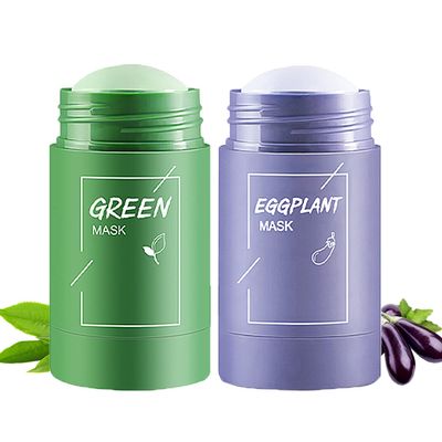 COLORCASA 2 Pack Green Tea & Eggplant Purifying Clay Stick Mask, Face Moisturizes Oil Control, Deep Clean Pore, Improves Skin,for All Skin Types Men Women