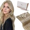 Hetto Blonde Extensions Clip in Human Hair Highlights Clip in Extenisons Human Hair Dark Ash Blonde Mix Light Blonde Full Head 16 Inch 7pcs 120g view 1